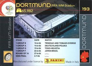 2006 Panini World Cup #193 Dortmund FIFA WM-Stadion Back