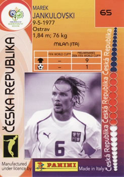 2006 Panini World Cup #65 Marek Jankulovski Back