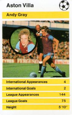 1980 Top Trumps British Strikers #NNO Andy Gray Front