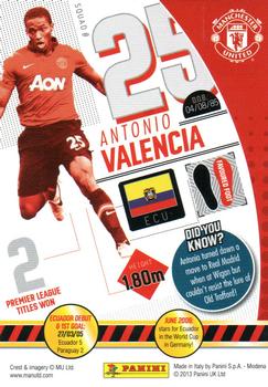 2013-14 Panini Manchester United #64 Antonio Valencia Back