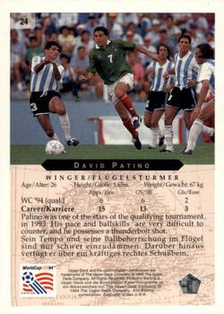1994 Upper Deck World Cup Contenders English/German #24 David Patino Back