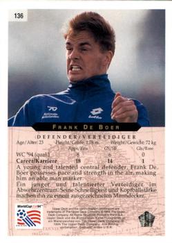 1994 Upper Deck World Cup Contenders English/German #136 Frank de Boer Back