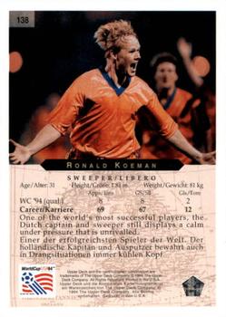 1994 Upper Deck World Cup Contenders English/German #138 Ronald Koeman Back