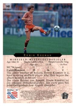 1994 Upper Deck World Cup Contenders English/German #140 Erwin Koeman Back