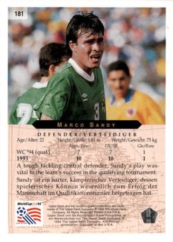 1994 Upper Deck World Cup Contenders English/German #181 Marco Sandy Back