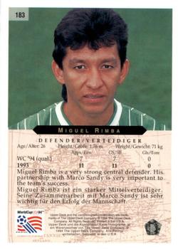 1994 Upper Deck World Cup Contenders English/German #183 Miguel Rimba Back