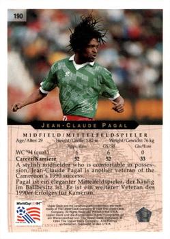1994 Upper Deck World Cup Contenders English/German #190 Jean-Claude Pagal Back
