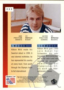 1994 Upper Deck World Cup Contenders English/German #232 Hakan Mild Back