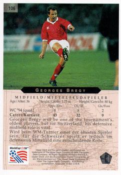1994 Upper Deck World Cup Contenders English/German #106 Georges Bregy Back