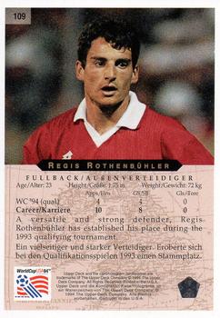 1994 Upper Deck World Cup Contenders English/German #109 Regis Rothenbuhler Back