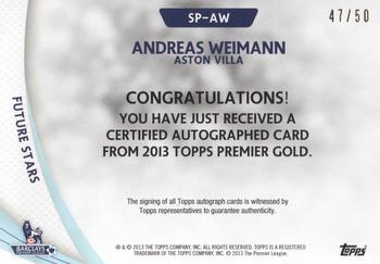 2013-14 Topps Premier Gold - Star Players Autographs Gold #SP-AW Andreas Weimann Back