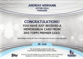2013-14 Topps Premier Gold - Relics #JR-AW Andreas Weimann Back