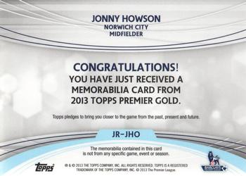 2013-14 Topps Premier Gold - Relics #JR-JHO Jonny Howson Back