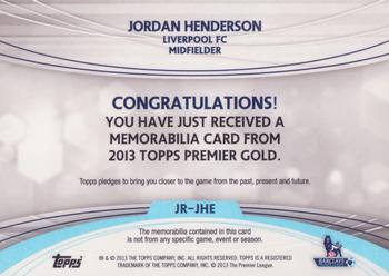 2013-14 Topps Premier Gold - Relics #JR-JHE Jordan Henderson Back