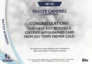 2013-14 Topps Premier Gold - Star Players Autographs #SP-FC Fraizer Campbell Back