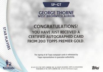 2013-14 Topps Premier Gold - Star Players Autographs #SP-GT George Thorne Back