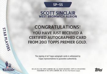 2013-14 Topps Premier Gold - Star Players Autographs #SP-SS Scott Sinclair Back