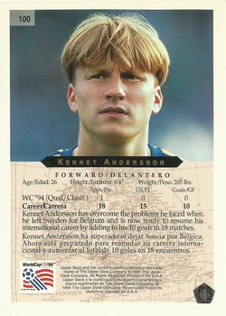 1994 Upper Deck World Cup Contenders English/Spanish #100 Kennet Andersson  Back