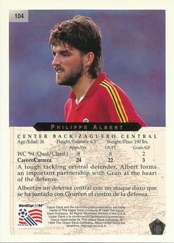 1994 Upper Deck World Cup Contenders English/Spanish #104 Philippe Albert Back