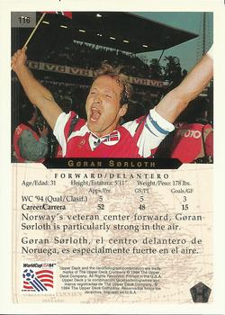 1994 Upper Deck World Cup Contenders English/Spanish #116 Gøran Sørloth Back
