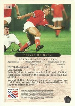 1994 Upper Deck World Cup Contenders English/Spanish #182 Ronald De Boer  Back