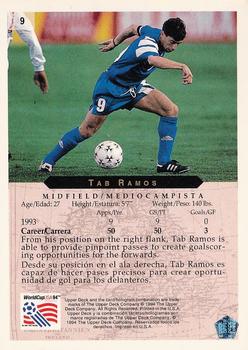 1994 Upper Deck World Cup Contenders English/Spanish #9 Tab Ramos Back