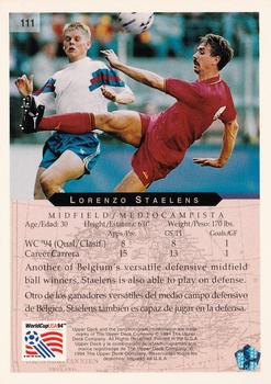 1994 Upper Deck World Cup Contenders English/Spanish #111 Lorenzo Staelens Back