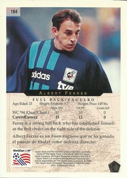 1994 Upper Deck World Cup Contenders English/Spanish #184 Albert Ferrer  Back