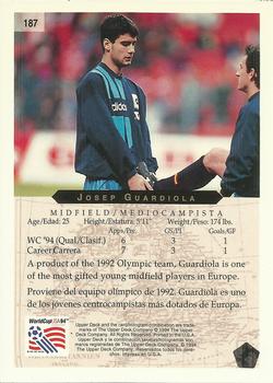 1994 Upper Deck World Cup Contenders English/Spanish #187 Josep Guardiola  Back