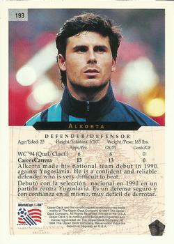 1994 Upper Deck World Cup Contenders English/Spanish #193 Alkorta Back