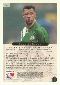 1994 Upper Deck World Cup Contenders English/Spanish #202 Paul McGrath Back
