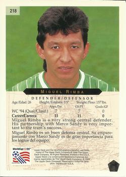 1994 Upper Deck World Cup Contenders English/Spanish #218 Miguel Rimba Back