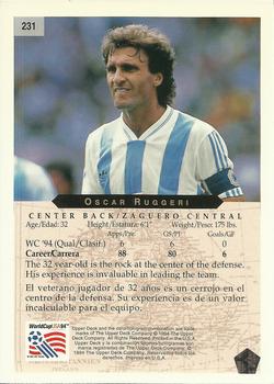 1994 Upper Deck World Cup Contenders English/Spanish #231 Oscar Ruggeri Back