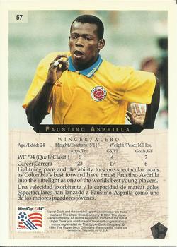 1994 Upper Deck World Cup Contenders English/Spanish #57 Faustino Asprilla Back
