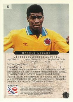 1994 Upper Deck World Cup Contenders English/Spanish #63 Harold Lozano Back