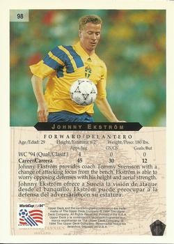 1994 Upper Deck World Cup Contenders English/Spanish #98 Johnny Ekstrom Back
