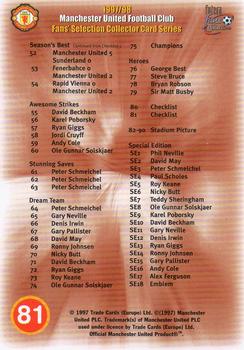 1997-98 Futera Manchester United Fans' Selection #81 Checklist 2: 52-90 and Special Edition Back