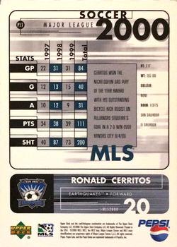 2000 Upper Deck MLS - Pepsi MVP #P11 Ronald Cerritos Back