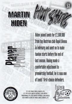 1999 Futera Leeds United Fans' Selection #53 Martin Hiden Back