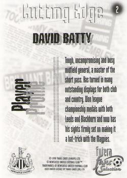 1999 Futera Newcastle United Fans' Selection #2 David Batty Back
