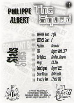 1999 Futera Newcastle United Fans' Selection #10 Philippe Albert Back