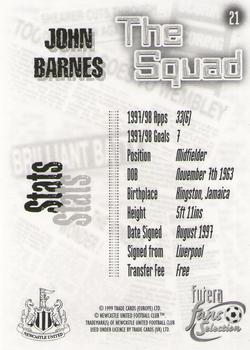 1999 Futera Newcastle United Fans' Selection #21 John Barnes Back