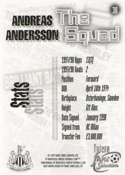 1999 Futera Newcastle United Fans' Selection #30 Andreas Andersson Back