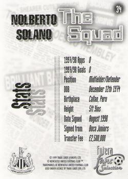 1999 Futera Newcastle United Fans' Selection #34 Nolberto Solano Back