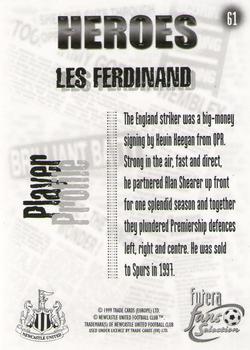 1999 Futera Newcastle United Fans' Selection #61 Les Ferdinand Back