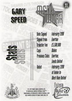 1999 Futera Newcastle United Fans' Selection #91 Gary Speed Back
