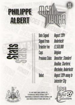1999 Futera Newcastle United Fans' Selection #93 Philippe Albert Back