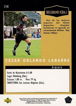 1995 Upper Deck Futbol Argentino #114 Cesar Orlando Labarre Back