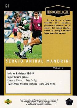 1995 Upper Deck Futbol Argentino #120 Sergio Anibal Mandrini Back