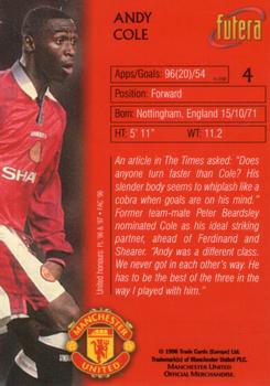 1998 Futera Manchester United #4 Andy Cole Back